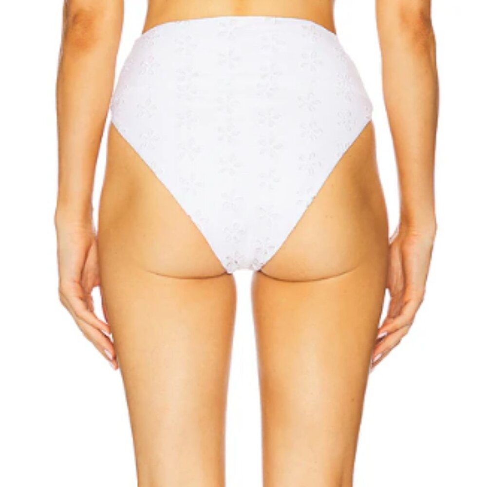 Beach Riot Hazel High‑Waist Eyelet Bikini Bottom White Magnolia – M